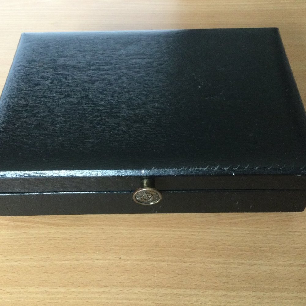 Vintage Lord Buxton Men's Jewelry Box black leatherette velvet made in Canada